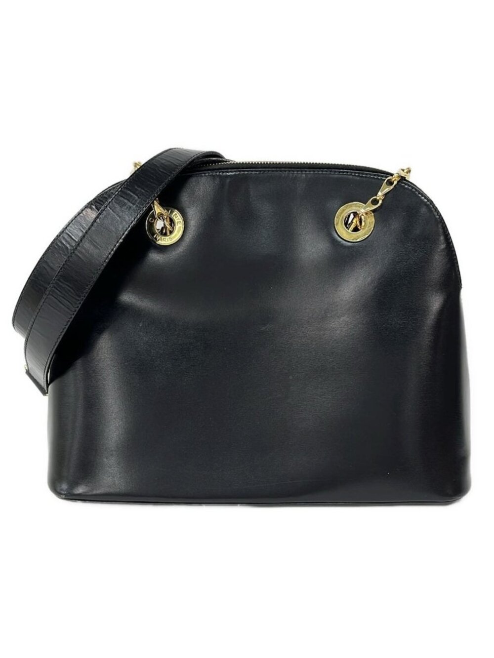 Celine Shoulder Bag Black Gold Chain Leather